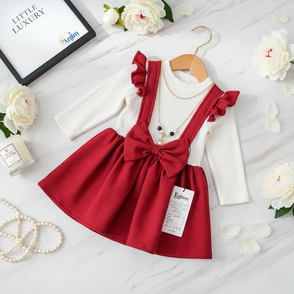 Robe Fille Élégante avec Grand Nœud