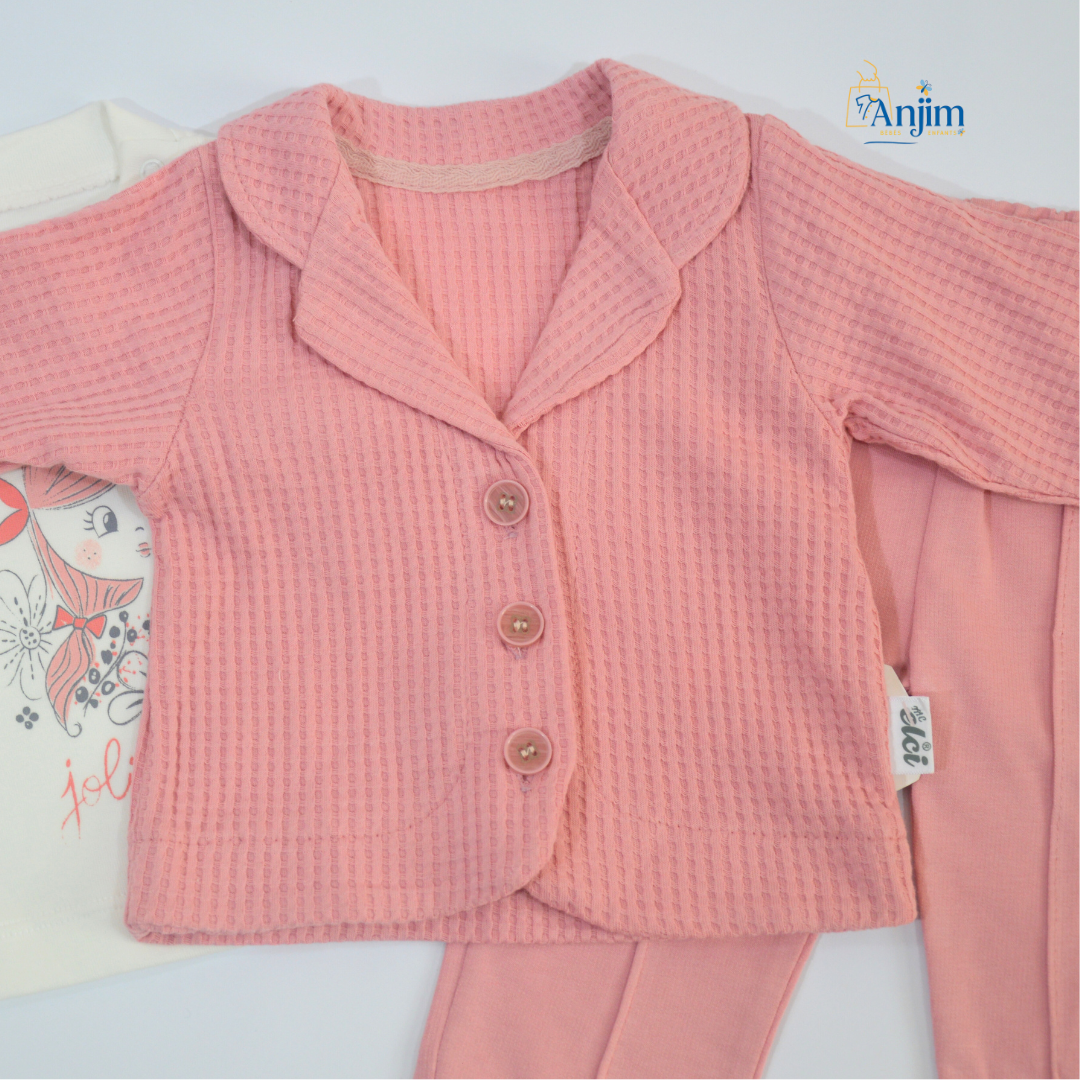 Ensemble 3 Pièces Bébé Fille