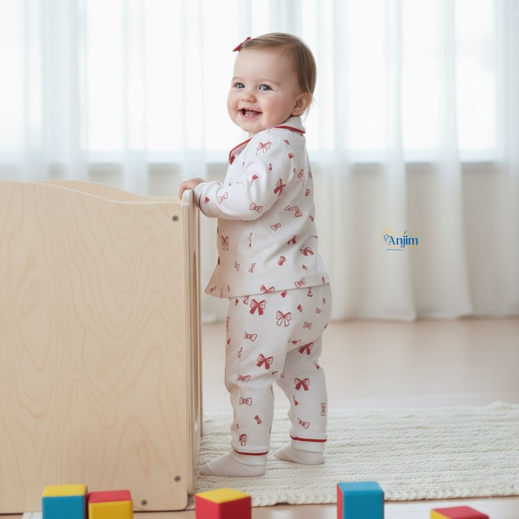 Pyjama Fille « Nœuds » – Douceur & Élégance