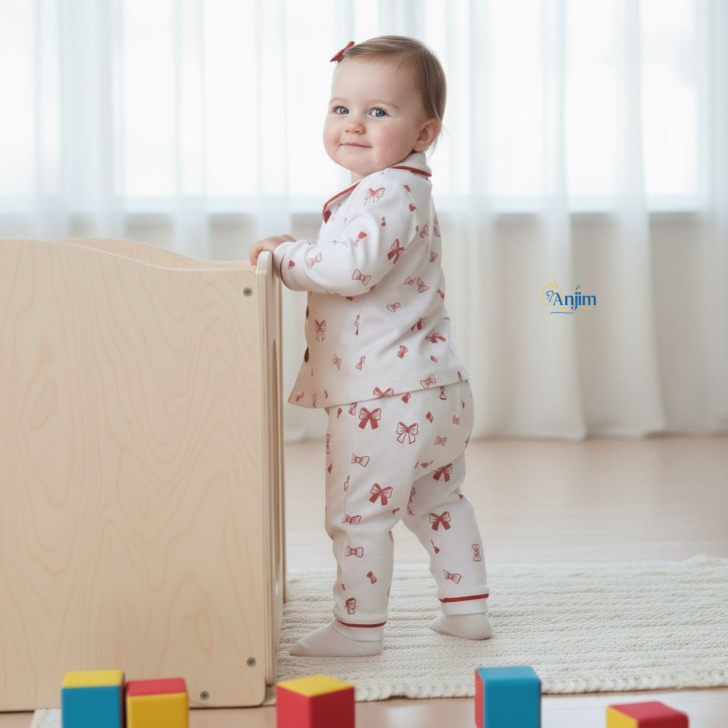 Pyjama Fille « Nœuds » – Douceur & Élégance