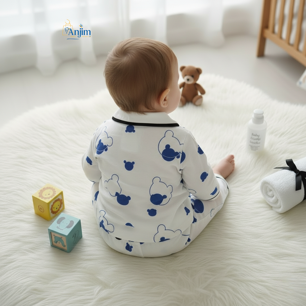 Pyjama Bébé « Douce Nuit Bleu Ourson » 🧸💙