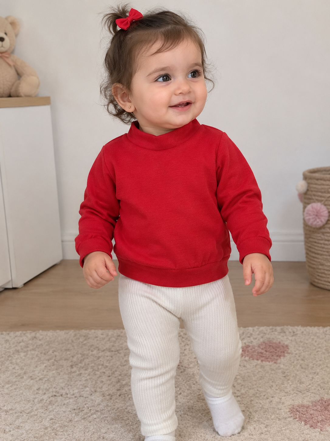 طقم أميرتك ❤️ روبة دجينز بقلوب مع تريكو أحمر